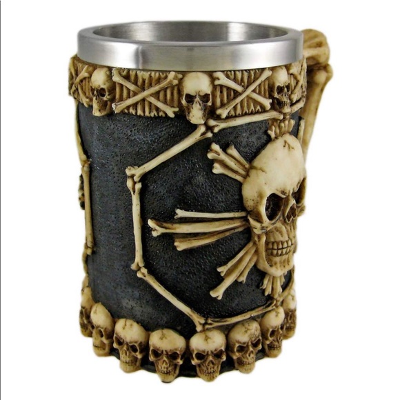 Skull Beer Mug Stein Stainless Steel Skulls Decor - Picture 2 of 5